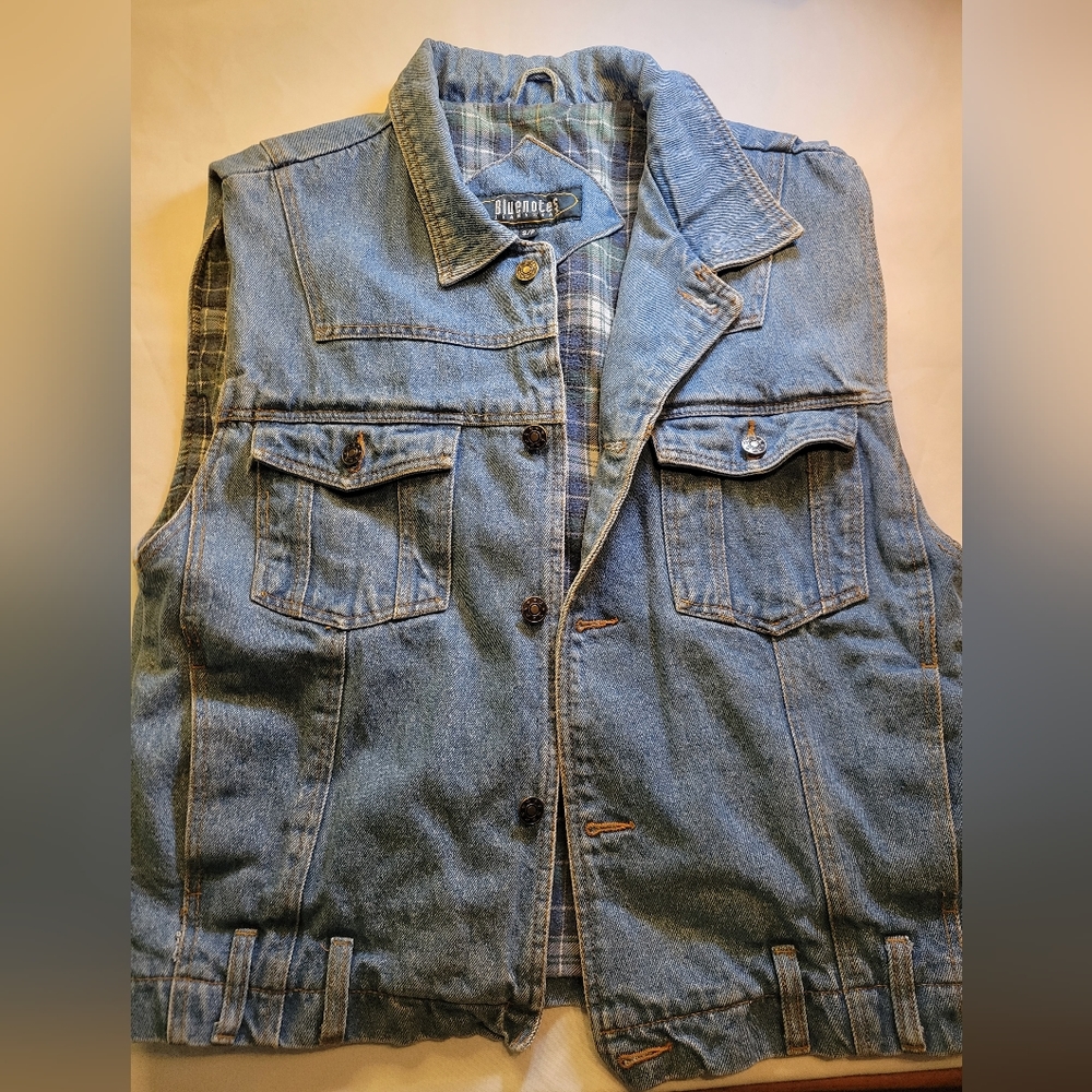 Vintage 90's Bluenotes Flannel Lined Vest - Picture 6 of 12